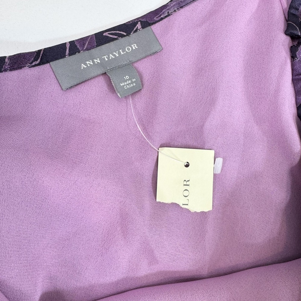 Ann Taylor Skirt Womens 10 Purple Pink Floral Silk Lined Fairy Ruffle Elegant - Picture 4 of 8